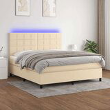  Krevet box spring s madracem LED krem 160x200 cm od tkanine Cijene