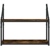  Polica s 2 razine dimljenog hrasta 60x21x51 cm drvena | shoptok.hr