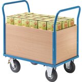eurokraft pro ploski voziček z lesenimi stenami, s 4 visokimi stenami, dxš 1050 x 700 mm, kolesa z zračnicami | Shoptok.si