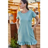 armonika Women's Green Short Sleeved Dress With Frill Six