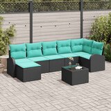  Set sofe s jastukom s pohranom 8 pcs Crna i Tirkizna poliratan | Eponuda.com