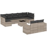  10-dijelni set vrtnih sofa poliratan s jastucima svijetlosivi | shoptok.hr
