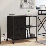 vidaXL Pisarniška omara Črni hrast 76 x 41 x 72 cm Konstruiran les Cene