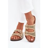 Boto Crochet Women's Sandals With Golden Buckles Green Fenira | shoptok.hr