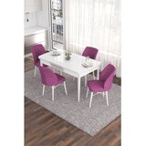 Hanah home trpezarijski set Eva, sto na razvlačenje i 4 stolice, bela ploča, ljubičasta tkanina Babyface | Eponuda.com