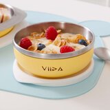 VIIDA Soufflé dječja zdjelica, antibakterijski nehrđajući čelik, žuta | shoptok.hr