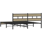 Metalni Kovinski posteljni okvir brez vzmetnice sonoma hrast 193x203 cm, (21607880) | Shoptok.si