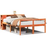 Krevet s regalom za knjige bez madraca 140x190 cm masivno drvo | Eponuda.com