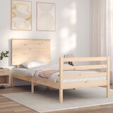 The Living Store Posteljni okvir z vzglavjem 100x200 cm trden les - Posteljni Okvir, (21527724) Cene