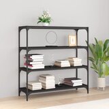 vidaXL Knjižna omara črna 100x33x100 cm inženirski les in jeklo | Shoptok.si