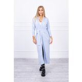 Kesi Long sweater with waist tie in blue color Cijene