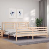 vidaXL Posteljni okvir z vzglavjem 200x200 cm trden les | Shoptok.si