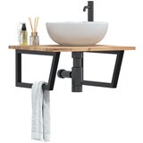  Zidna polica za umivaonik od čelika i masivnog bagremovog drva Smeđa 60 x 60 x 2 cm | shoptok.hr