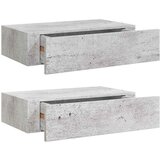  Zidne police s ladicom 2 kom boja betona 40 x 23,5 x 10 cm MDF | shoptok.hr
