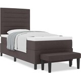  Postelja s škatlastim vzmetenjem z vzmetnico in klopjo temno rjava 90x200 cm tkanina, (22082844) | Shoptok.si