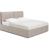 Sivorjava oblazinjena zakonska postelja s prostorom za shranjevanje z letvenim dnom 160x200 cm Thessa Pillow –