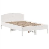 vidaXL Krevet s regalom z knjige bez madraca bijeli 135x190cm borovina | shoptok.hr