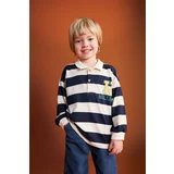 Defacto Baby Boy Polo Neck Striped Sweatshirt