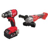 Milwaukee Set aku bušilica-odvijač 18V 5Ah M18 BLPDRC-502C + aku brusilica 18V 125mm M18 BLSAG125X-0