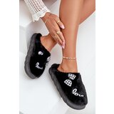 Boto FK1 Women's Fleece Slippers With Patches And Bow Black Linnorelia | Eponuda.ba