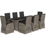 vidaXL vrtna jedilna garnitura 9-delna z blazinami siv poli ratan | Shoptok.si