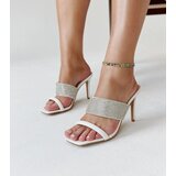 Gemre White stiletto mules embellished with rhinestones Adiam | shoptok.hr