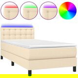 The Living Store Box spring postelja z vzmetnico LED krem 80x200 cm blago - Box Spring Postelja, (21520356) | Shoptok.si