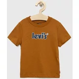 Levi's Otroška bombažna kratka majica rjava barva