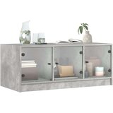 vidaXL Klubska mizica s steklenimi vrati betonsko siva 102x50x42 cm | Shoptok.si