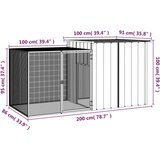 vidaXL Kavez za zečeve antracit 200 x 91 x 100 cm od pocinčanog čelika | shoptok.hr