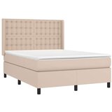  Box spring postelja z vzmetnico kapučino 140x200cm umetno usnje, (20896432) | Shoptok.si