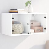 vidaXL Stenska omarica s steklenimi vrati bela 68,5x37x35 cm Cene