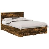  Okvir za krevet s uzglavljem Dimljeni hrast 140 x 190 cm | shoptok.hr
