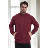 Dewberry 56777 Zippered Mens Cardigan-BORDEAUX | Shoptok.si