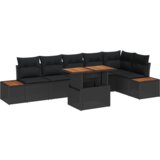 vidaXL 7-delni set vrtnih zof z blazinami Črn Poli ratan | Shoptok.si
