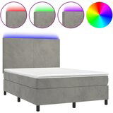 Maison Chic Box spring postelja - Vzmetna postelja z vzmetnico LED svetlo siva 140x200cm žamet SL22159, (21892572) | Shoptok.si