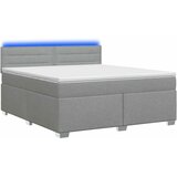  Krevet s box springom madracem i LED-om Svjetlosiva Tkanina - Svjetlosiva 180 x 200 cm Dizajn linija | shoptok.hr