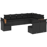  10-dijelni set vrtnih sofa s jastucima crni od poliratana | shoptok.hr