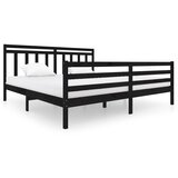 The Living Store Posteljni okvir črn iz trdnega lesa 200x200 cm - Posteljni Okvir, (21525265) | Shoptok.si