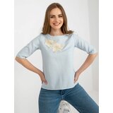 Fashion Hunters Light blue lady's formal blouse with lace Cene