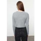 Trendyol Gray Crop Blouse-Cardigan Set Knitwear Cardigan | Shoptok.si