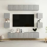  10-dijelni set TV ormarića siva boja betona od iverice