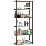 AKORD Metalna loft polica 80 cm - črna-sonoma hrast - 6 polic, (21714300) | Shoptok.si