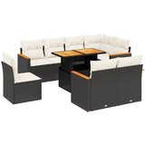 Maison Chic Seti vrtnega pohištva - Vrtna garnitura - Vrtni pohištvo set 9-delna z blazinami črn poli ratan, (21804259) | Shoptok.si
