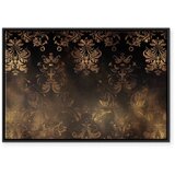  Slika - Baroque Ornaments in Patinated Gold and Browns: Retro Motif 120x80 U crnom drvenom okviru | shoptok.hr