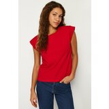 Trendyol Red Rib Detail Moon Sleeve Basic Knitted T-Shirt Cene