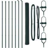 vidaXL Šesterokotna ograja Zelena 1.6x10 m Jeklo, Stebri ograje 7 kosov Zeleni Ø32 mm 210 cm Galvanizirano jeklo | Shoptok.si