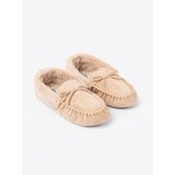 Shelvt Warm beige loafer slippers with a bow | Shoptok.si