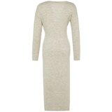 Trendyol Stone Soft Texture Midi Knitwear Double Breasted Collar Tie Dress | Eponuda.ba