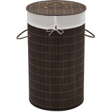 vidaXL Koš za perilo iz bambusa okrogel temno rjav | Shoptok.si